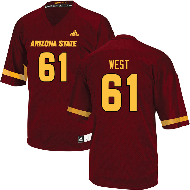 Men #61 Dohnovan West Arizona State Sun Devils College Football Jerseys Sale-Maroon - Click Image to Close